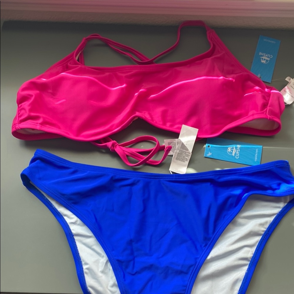 Cupshe Pink and Blue Bikini